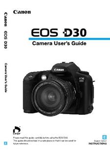 Canon EOS D30 manual. Camera Instructions.